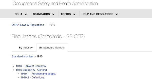 Deciphering OSHA Standards Format